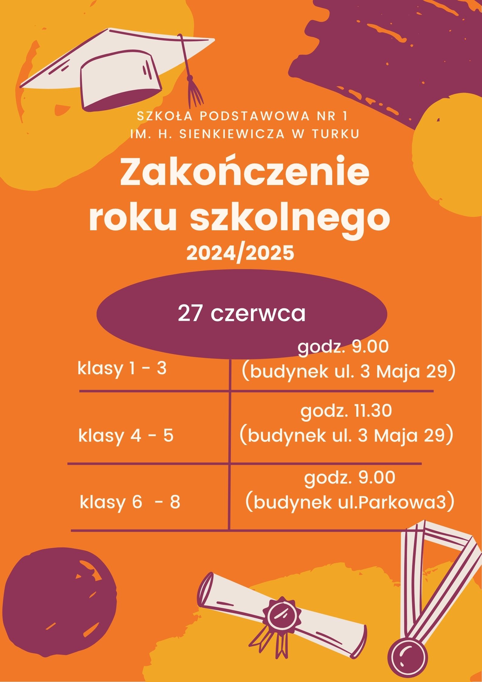 zakonczene roku godziny